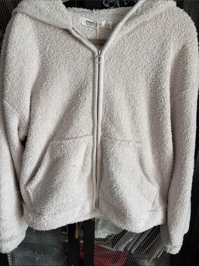 mellow Plush Zip-Up Hoodie - Light Cream